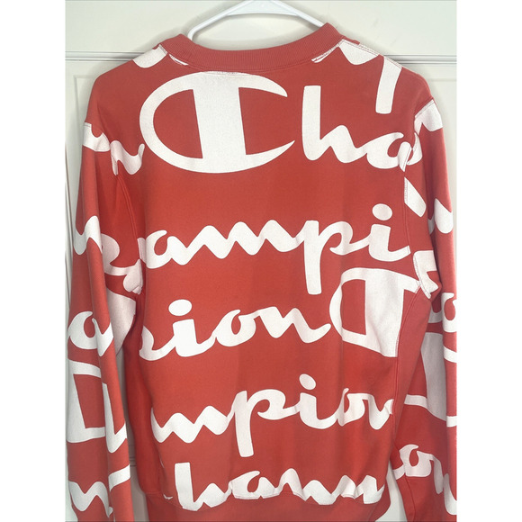 Champion Men's Reverse Weave Sweatshirt Sz M All Over Print Logo Streetwear - Picture 9 of 16